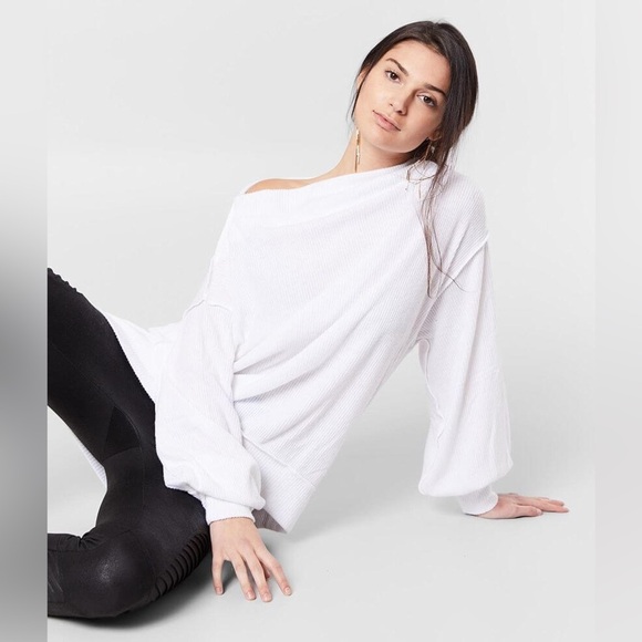 Free People Tops - NEW Free People Main Squeeze Brushed Hacci Top White